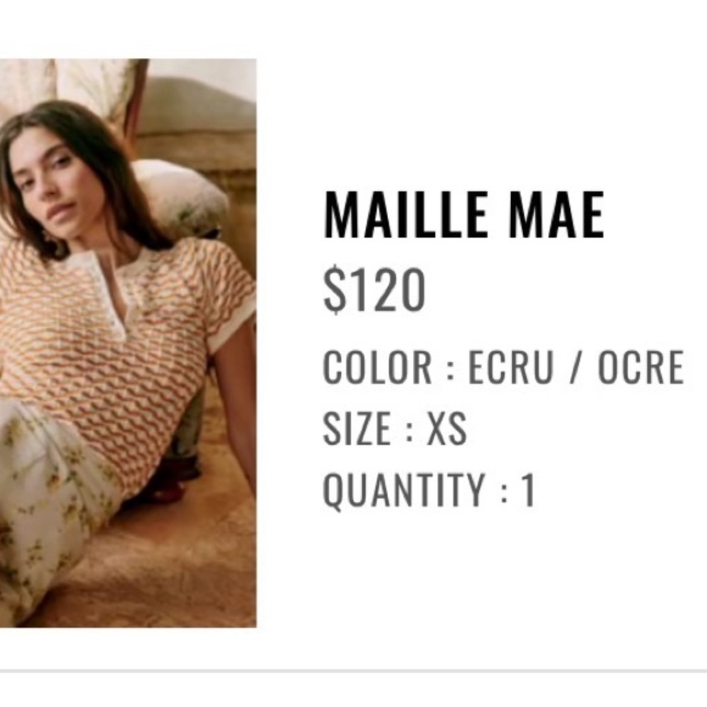 Sezane Mae Jumper Ecru / Ocre - Size XS - Picture 14 of 15
